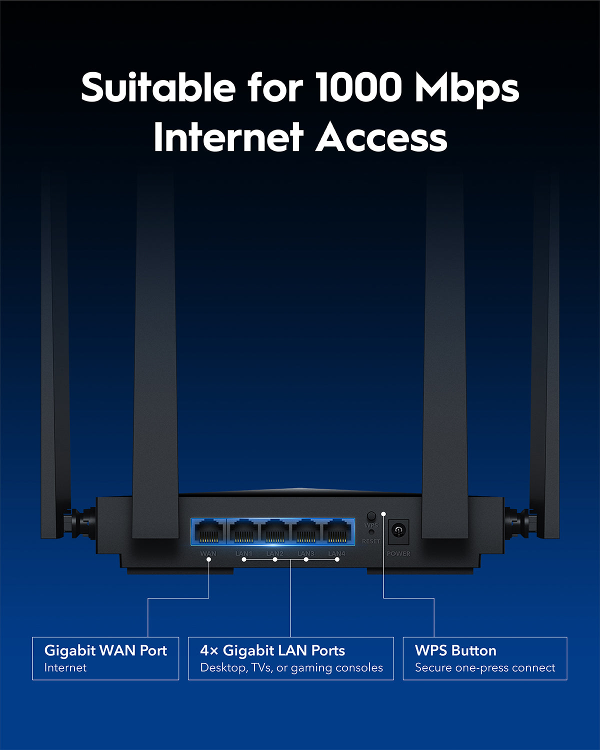 جهاز توجيه Cudy WR3600 1.0 ثنائي النطاق بتقنية Wi-Fi 7 Mesh - 4 تدفقات بسرعة 3.6 جيجابت في الثانية، معالج رباعي النواة، 5 شبكات LAN/WAN جيجابت، VPN وMesh
