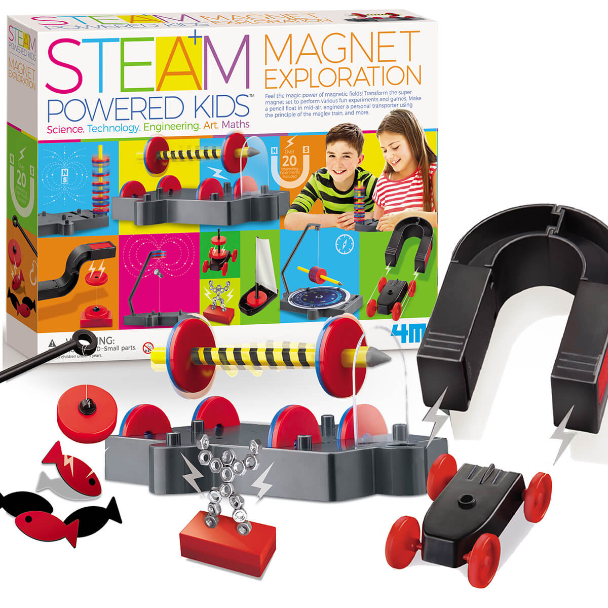 4M STEAM Deluxe Magnet Exploration Kit – 25 Magnetic Experiments with 40+ Components, Ages 8+, Model 05535