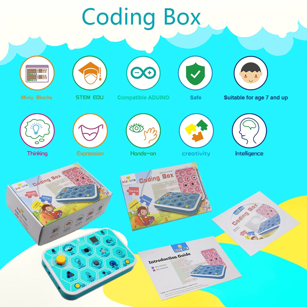 Keyestudio Kidsbits Maker Coding Box V1.0 – Arduino-Based STEM Starter Kit with 25+ Components & Visual Programming Support
