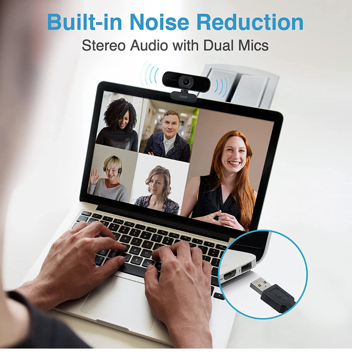 كاميرا ويب USB بدقة 1080p Full HD من Rapoo C260
