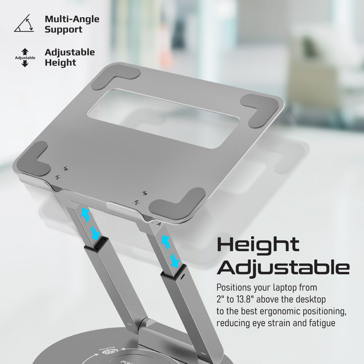 Promate DeskMate-6 Height Adjustable Laptop Stand with Heat Dissipation