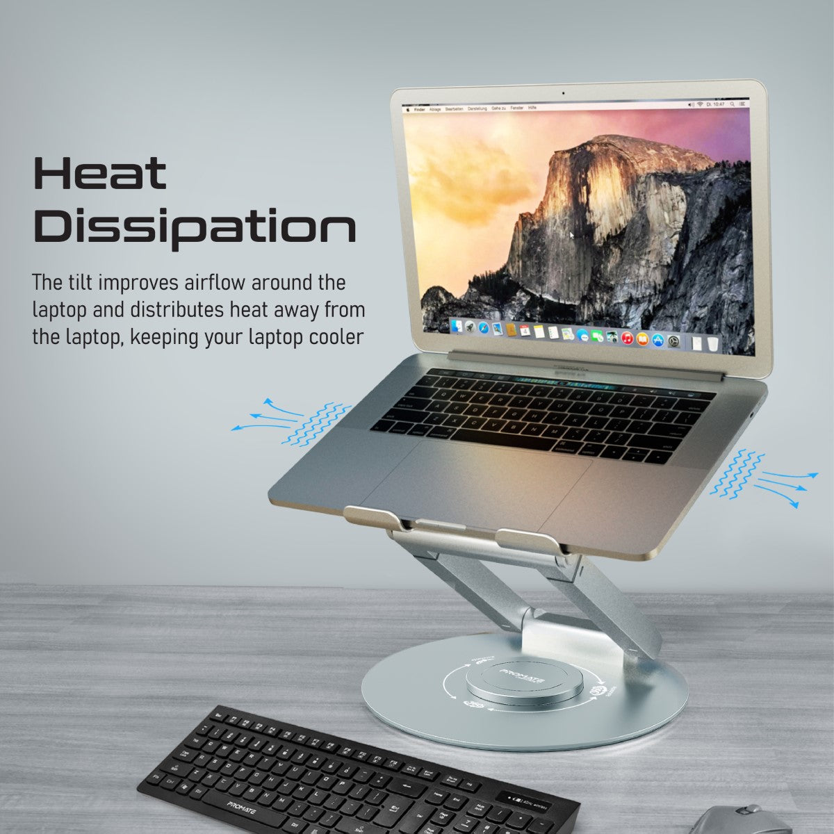 Promate DeskMate-6 Height Adjustable Laptop Stand with Heat Dissipation