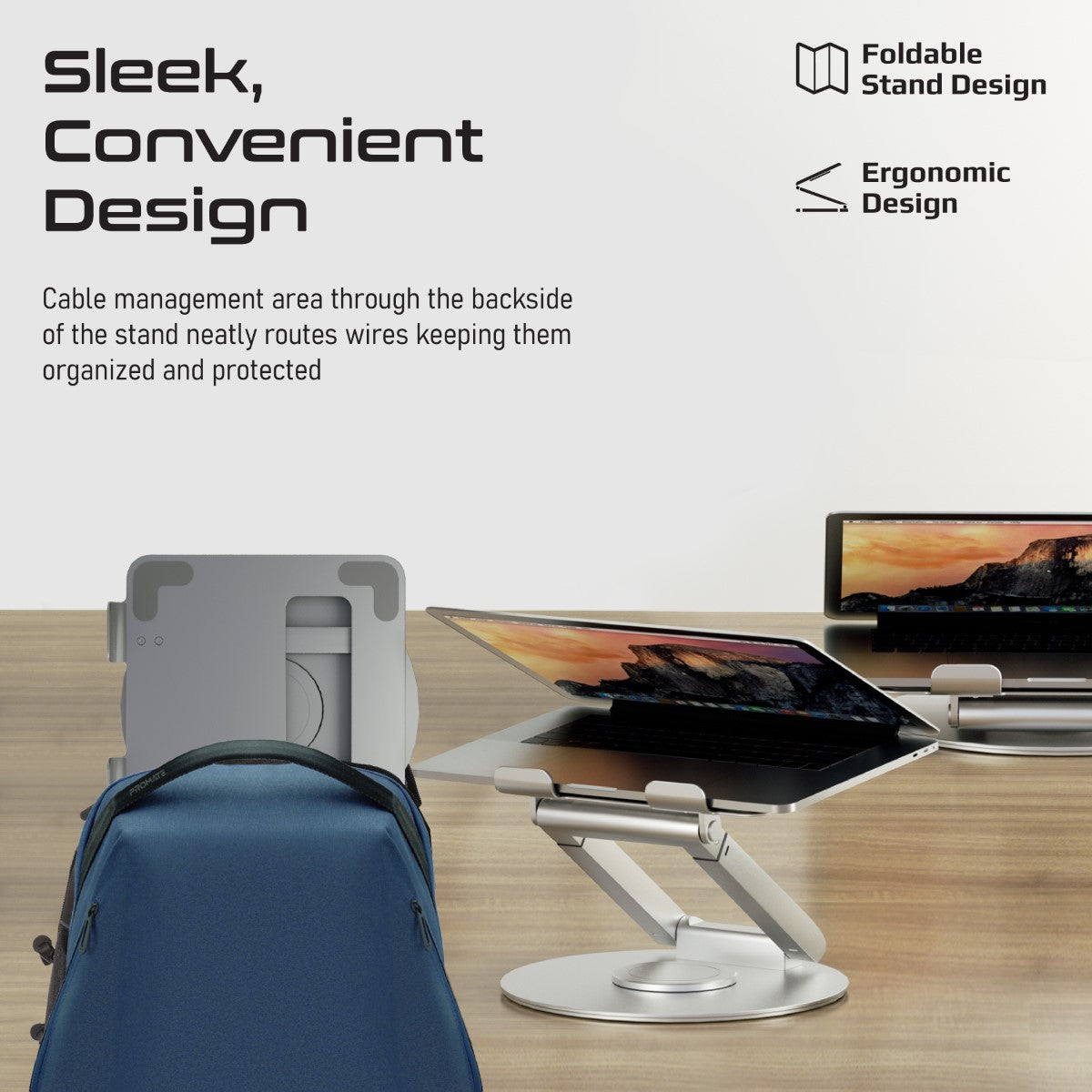 Promate DeskMate-6 Height Adjustable Laptop Stand with Heat Dissipation