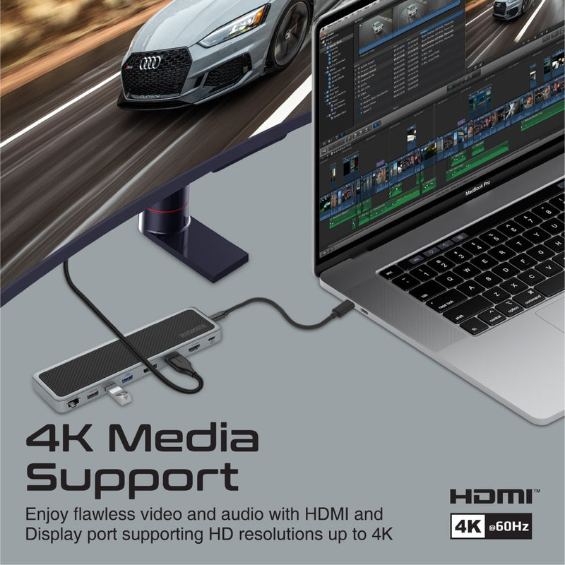 Promate 12-in-1 USB-C Hub • 2x4K HDMI • Display Port • 100W Power Delivery • USB 3.0 & USB 2.0 • 1000Mbps RJ45 • ApexHub-MST