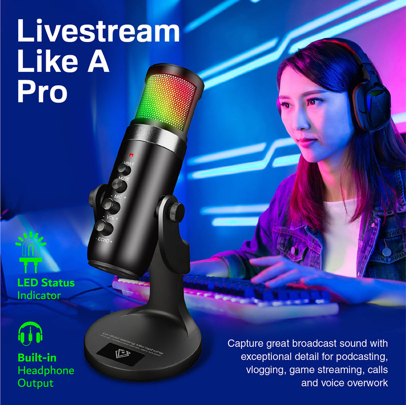 VERTUX Crusader RGB Gaming Microphone