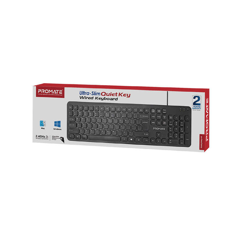 Promate EasyKey-4 Ultra-Slim Quiet Key Wired Keyboard - Arabic