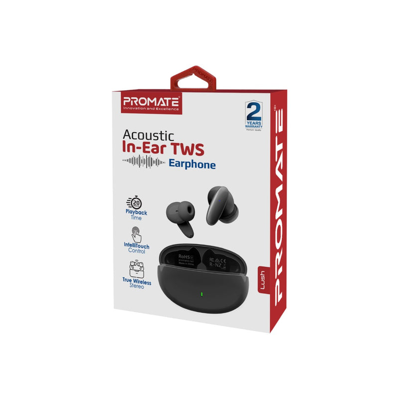 Promate Acoustic In-Ear TWS Bluetooth v5.1 Earphone • 19-Hour Playback • Lush