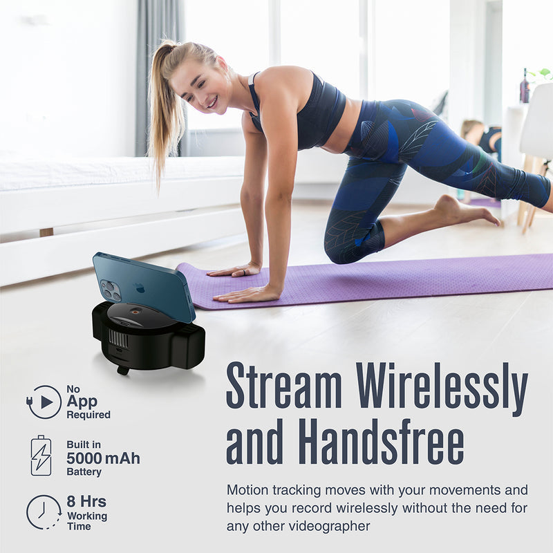 كاميرا ويب Promate Ai SmartTrack HD للبث بدون استخدام اليدين • دوران تلقائي 360 درجة • 3 أوضاع إضاءة LED • وقت عمل 8 ساعات • بنك طاقة بقدرة 5000 مللي أمبير في الساعة • لا يتطلب تطبيقًا