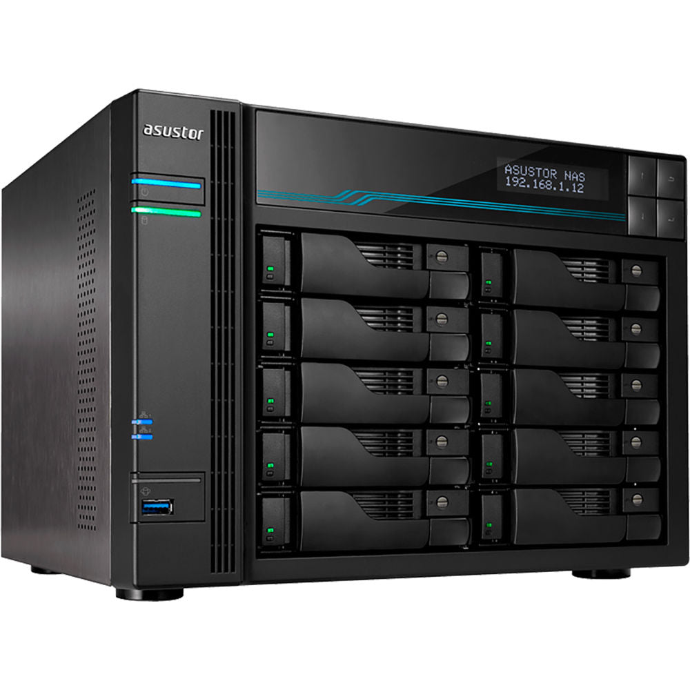 ASUSTOR Lockerstor AS6510T 10-Bay NAS – Intel Atom Quad-Core CPU, 8GB RAM, Dual 10GbE & 2.5GbE, Diskless