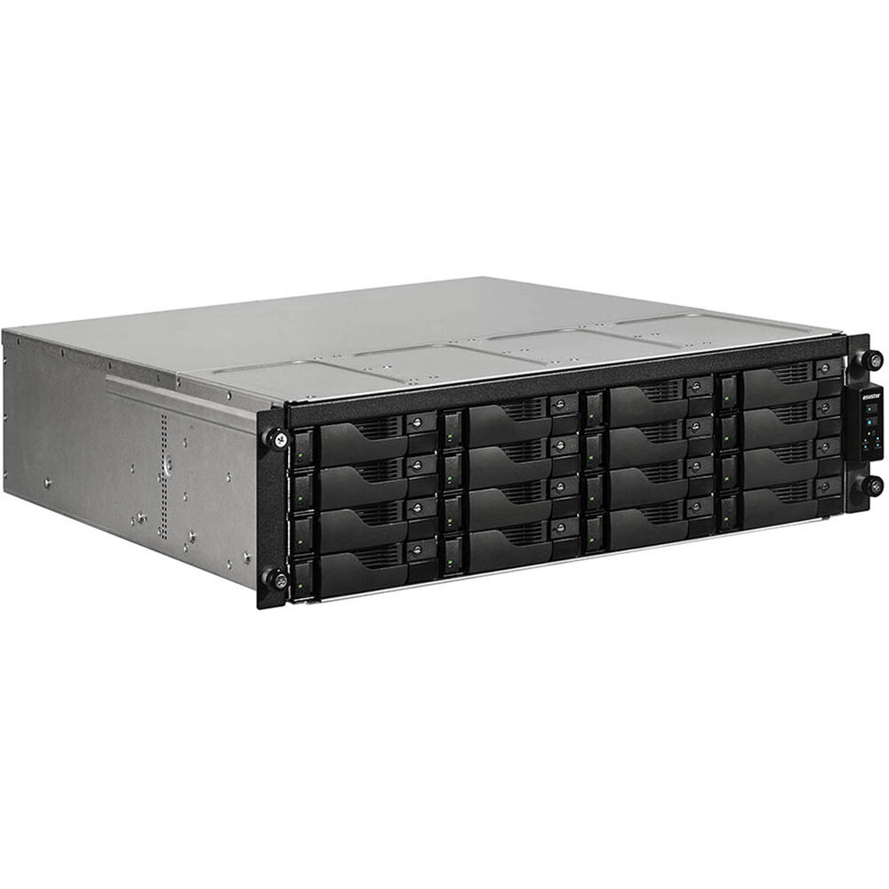 ASUSTOR Lockerstor 16R Pro (AS7116RDX) – 16-Bay 3U Rackmount NAS, Intel Xeon E-2224, 8GB DDR4 ECC (Up to 128GB), Dual M.2 NVMe, PCIe for 10/25/40/50GbE, Expandable to 28 Bays