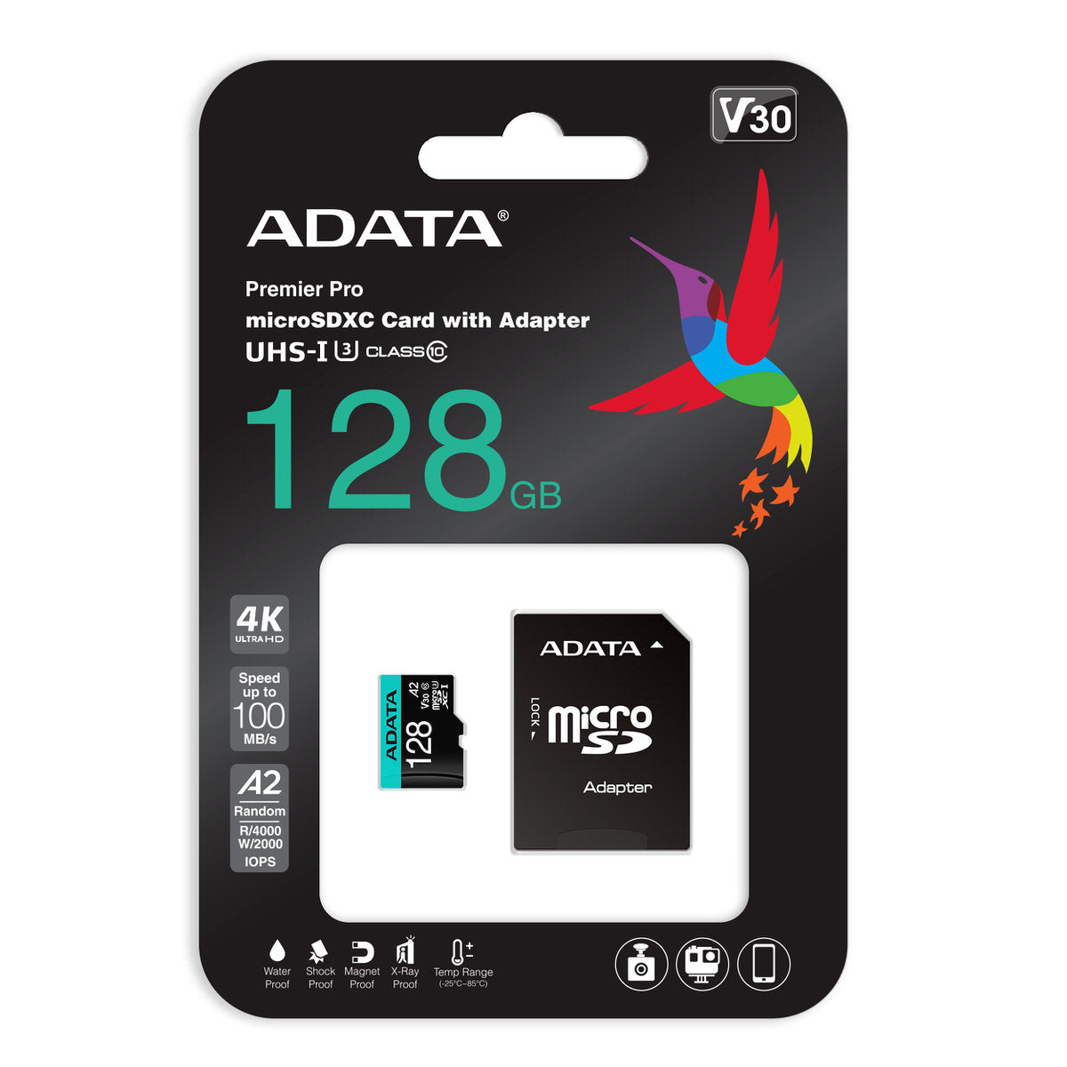 بطاقة الذاكرة ADATA Premier Pro SD 6.0 مع محول - 128 جيجابايت - microSDXC UHS-I