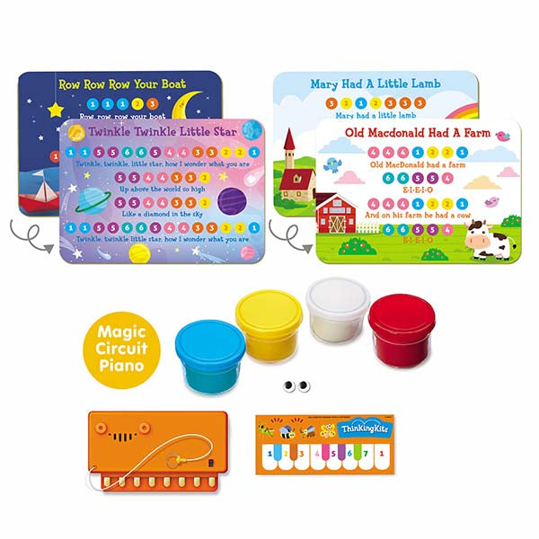 4M Dough Circuit Piano Kit – Build a Working 4-Note Piano with Conductive Dough, Ages 4+, Model 00-04916