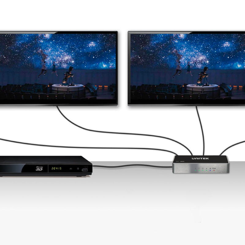 UNITEK 4K HDMI Splitter Connects 1 In - 4 Out HDMI Displays