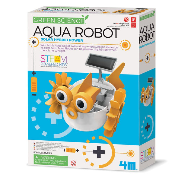 4M Aqua Robot – Build a Solar & Battery-Powered Swimming Fish, Ages 5+, Model 00-03415