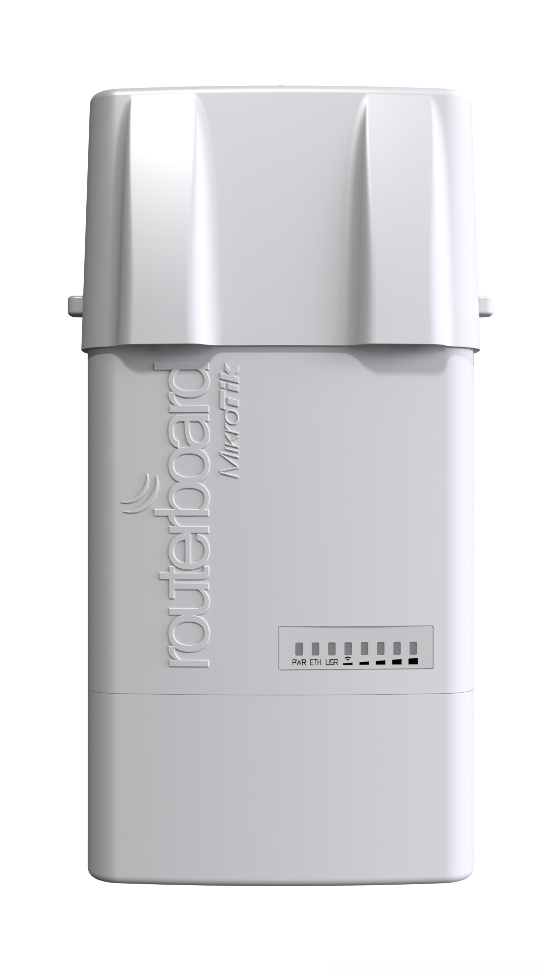 نقطة وصول/جهاز CPE خارجي MikroTik BaseBox5 RB912UAG-5HPnD-OUT، ‏5GHz ‏802.11a/n، وحدة معالجة مركزية بتردد 600MHz، ذاكرة RAM بسعة 64MB، منفذ Gigabit LAN واحد، USB، miniPCIe، RouterOS L4، PoE، وحدة تزويد بالطاقة، حوامل