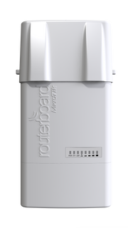 نقطة وصول/جهاز CPE خارجي MikroTik BaseBox5 RB912UAG-5HPnD-OUT، ‏5GHz ‏802.11a/n، وحدة معالجة مركزية بتردد 600MHz، ذاكرة RAM بسعة 64MB، منفذ Gigabit LAN واحد، USB، miniPCIe، RouterOS L4، PoE، وحدة تزويد بالطاقة، حوامل
