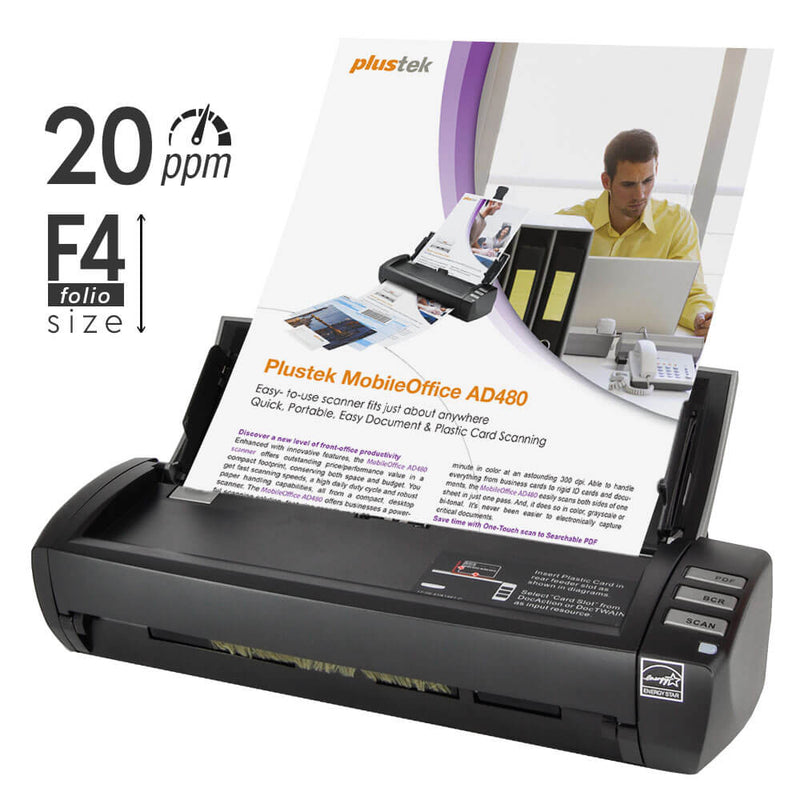 Plustek MobileOffice AD480 Automatic Document Feeder (ADF) Scanner
