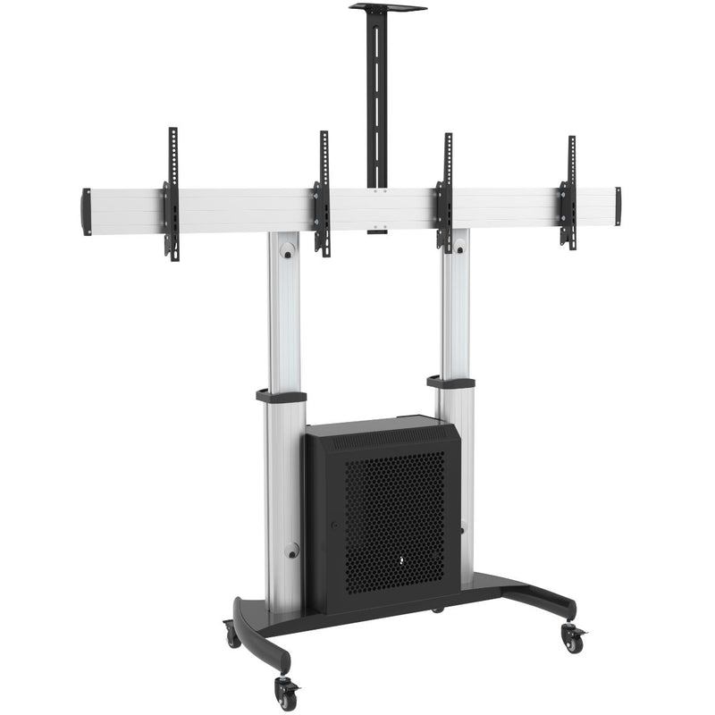 Lumi Dual Screen Height Adjustable TV Cart with Cabinet for 37"-60"