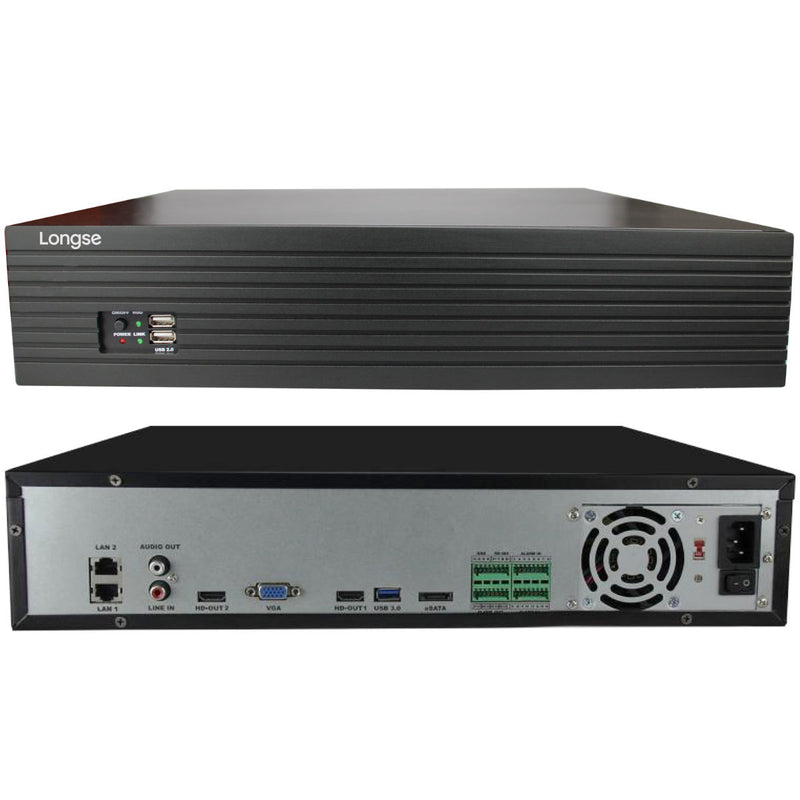 Longse 12M 64CH NVR With AI Management Function (Support 8x SATA up to 48TB +1 x E‐SATA)