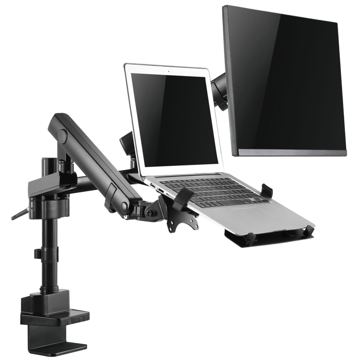 Avetron Monitor and Laptop Mount 2-in-1 Adjustable Dual Arm Desk Mount