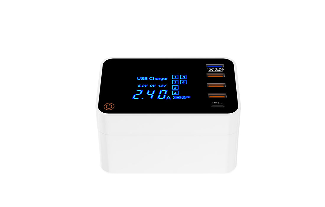 iPower USB Charger - 3USB - 5V-8A ,QC 3.0,TYPE C,10W.WI