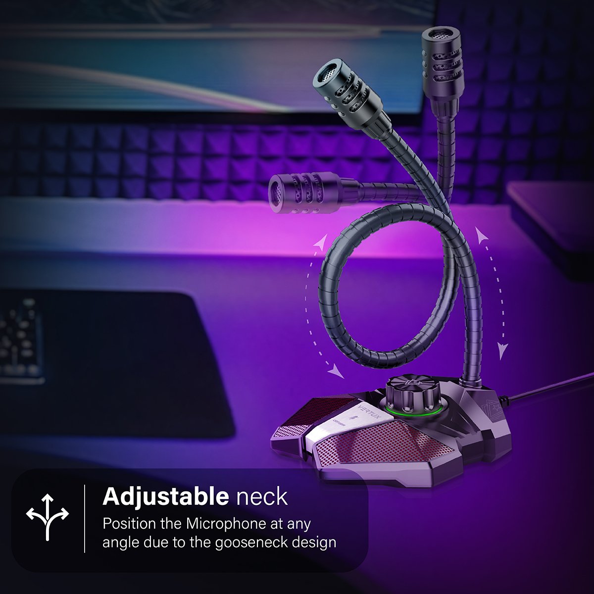 VERTUX High Sensitivity Omni-Directional Gaming Microphone with Volume Control