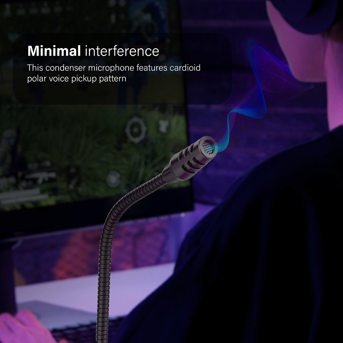 VERTUX High Sensitivity Omni-Directional Gaming Microphone with Volume Control
