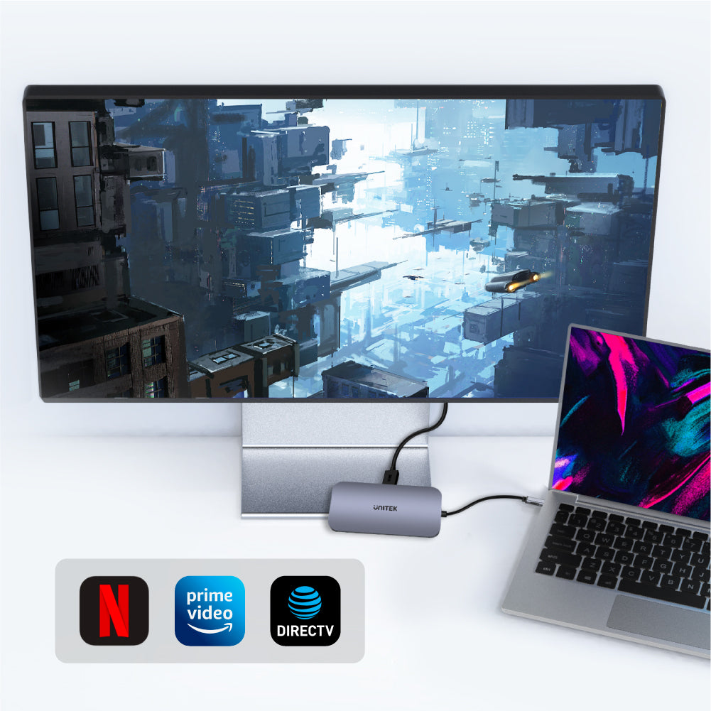 UNITEK uHUB N9+ 9-in-1 USB-C Ethernet Hub مع HDMI، توصيل طاقة 100 واط وقارئ بطاقات مزدوج