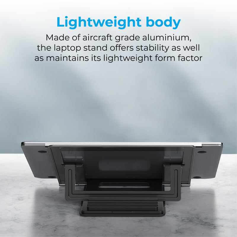 Promate Multi-Level Aluminium Laptop Stand • For Laptops up to 17" •  5-16cm Height Adjustment • DeskMate-5