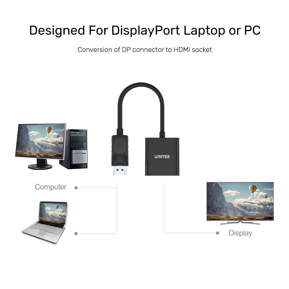 UNITEK DisplayPort to HDMI 1080P Full HD Adapter