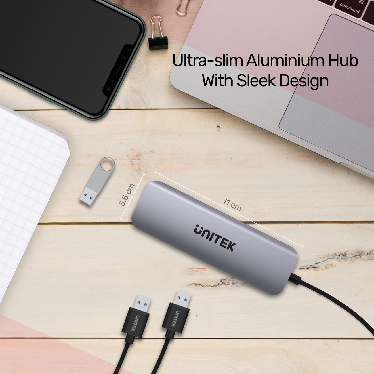 موزع USB-C مزود بالطاقة من UNITEK uHUB P5+ بأربعة منافذ
