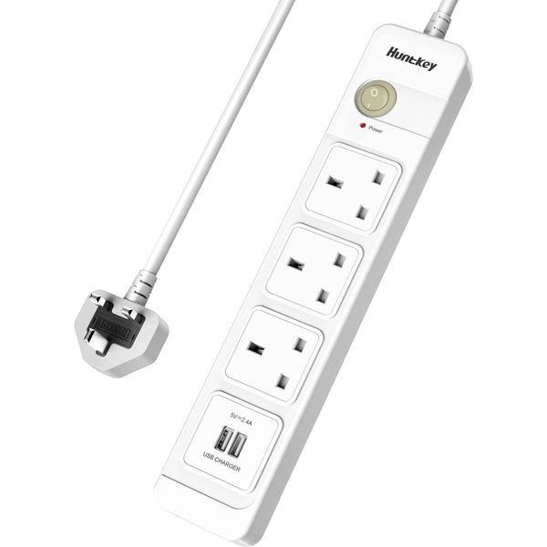 Huntkey 3 Way Outlets and 2 USB Power Strip - SUL407 - 2m