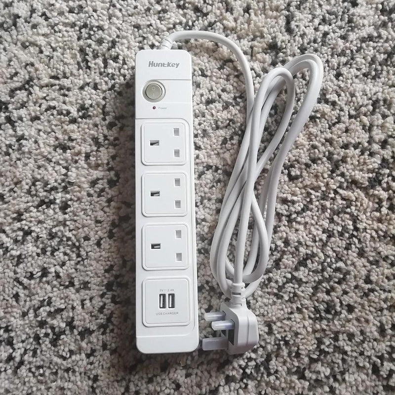 Huntkey 3 Way Outlets and 2 USB Power Strip - SUL407 - 2m