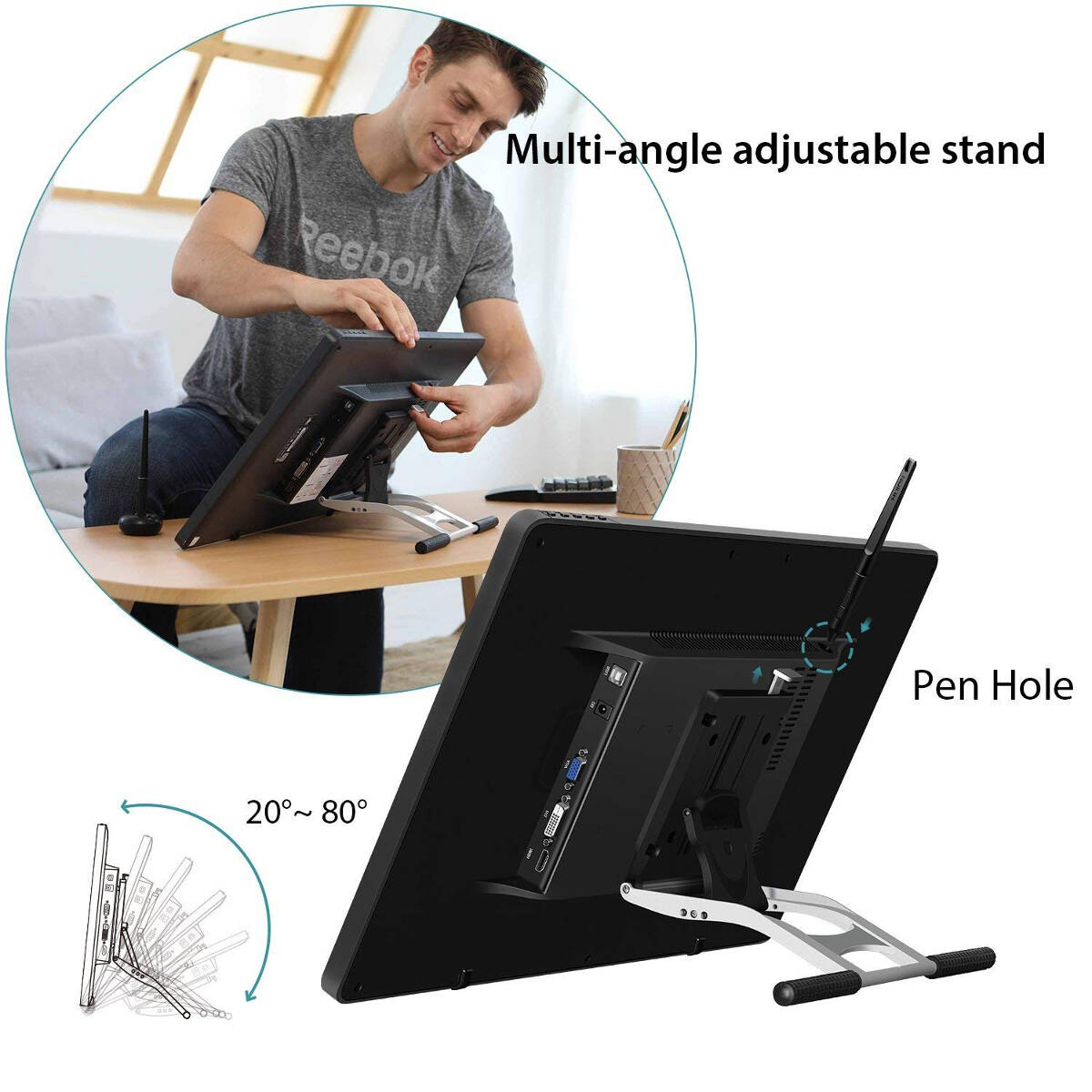 Drawing Tablet Adjustable Tablet Huion Kamvas Pro 22 Drawing