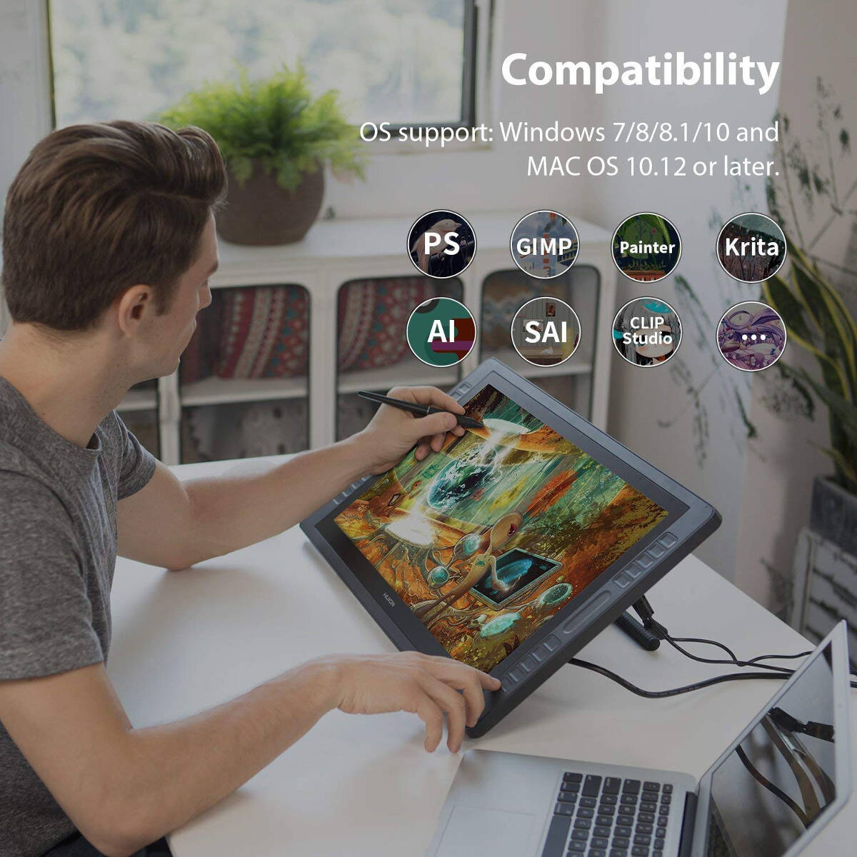 Huion Kamvas Pro 22 Drawing Display Tablet with Stand - 21.5"