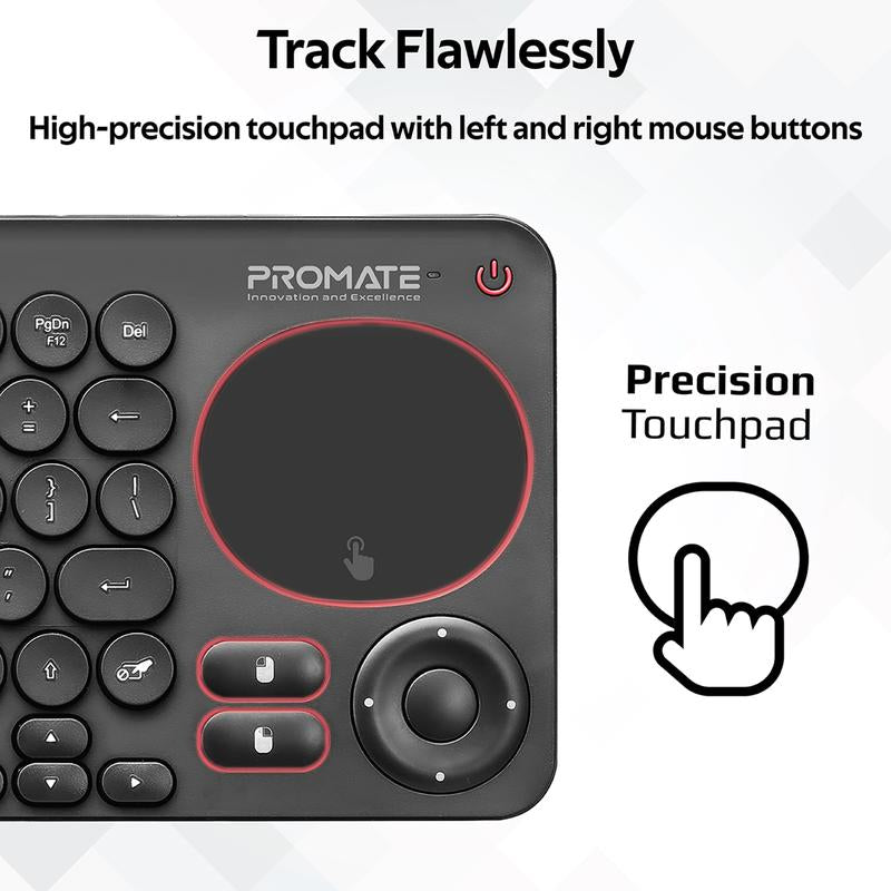 Promate Dual Mode Wireless Multimedia Keyboard with Touchpad - Arabic