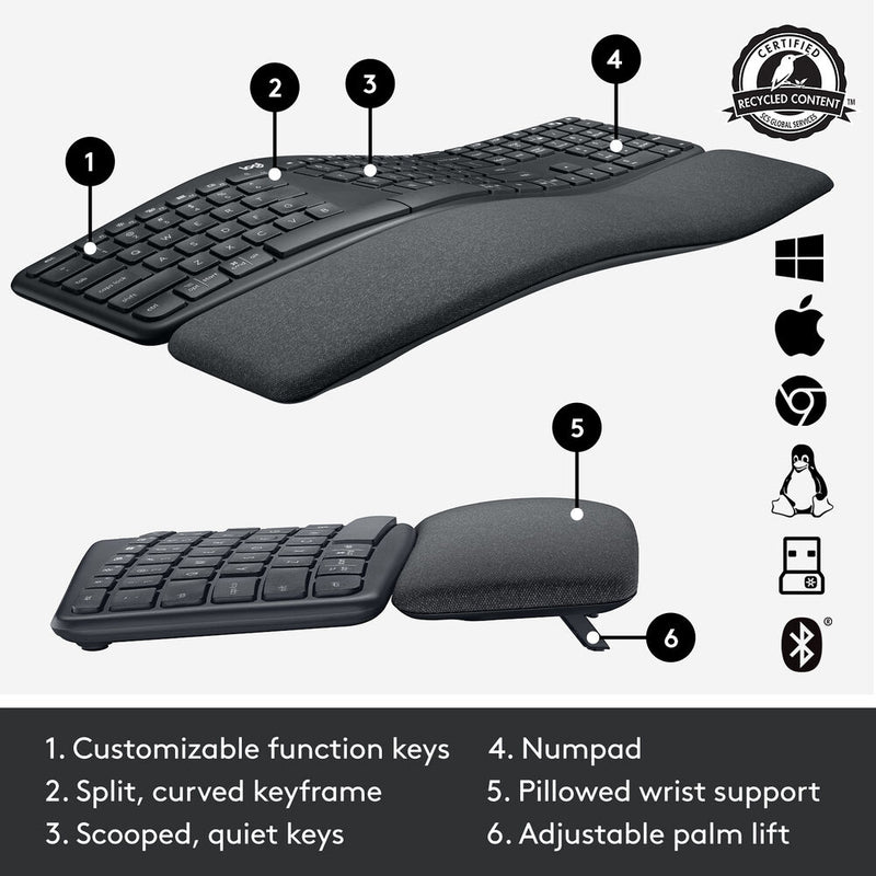 Logitech ERGO K860 Wireless Split Ergonomic Keyboard - Arabic
