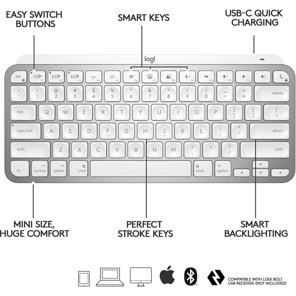 لوحة مفاتيح لاسلكية Logitech MX Keys Mini لنظام Mac (En)