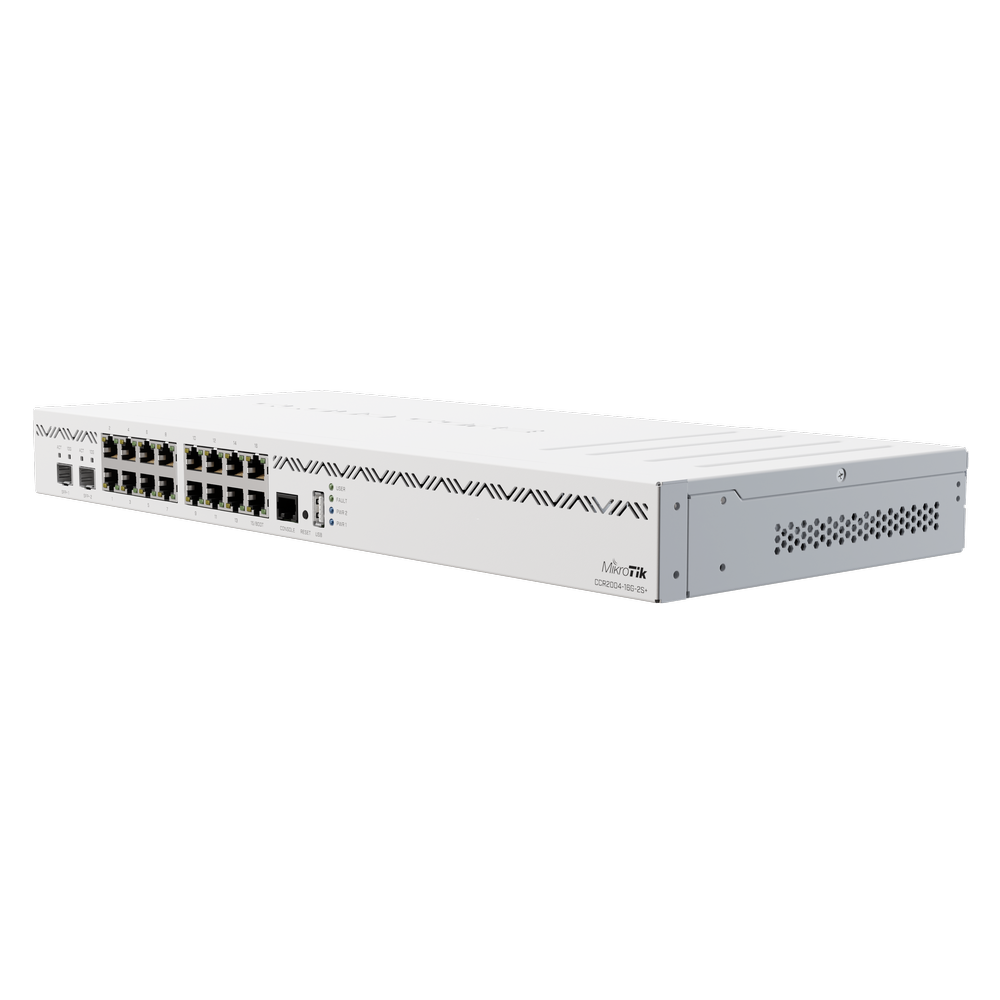 MikroTik CCR2004-16G-2S+ Cloud Core Router, 16x Gigabit Ethernet, 2x 10G SFP+, RouterOS v7, Rackmount