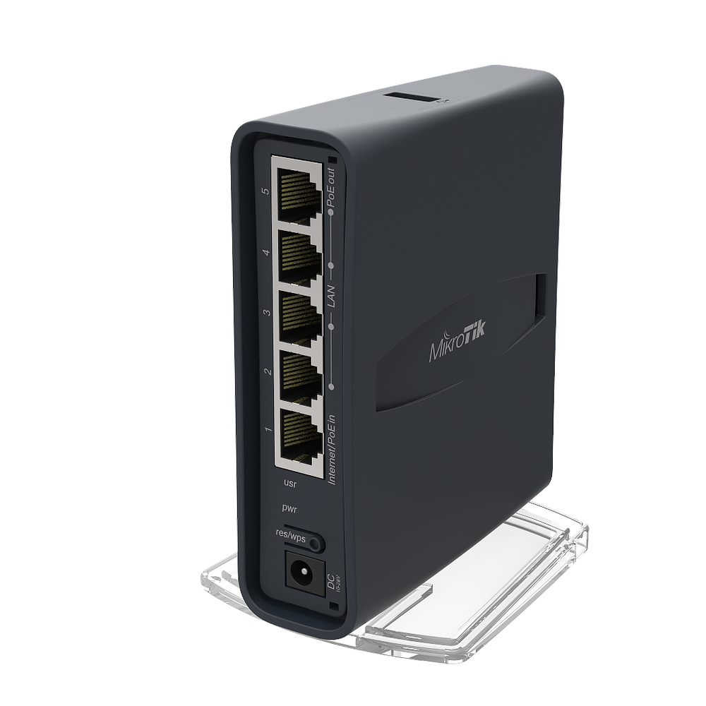 MikroTik hAP ac lite TC Dual-Concurrent 2.4/5 جيجا هرتز AP، 802.11ac، خمسة منافذ إيثرنت، مخرج PoE على المنفذ 5، USB لدعم 3G/4G، علبة برجية عالمية