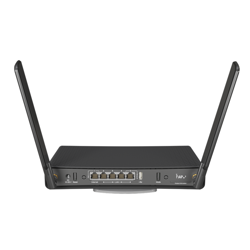 MikroTik hAP ac³ A wireless dual-band router with 5 Gigabit Ethernet ports and external high gain antennas for more coverage