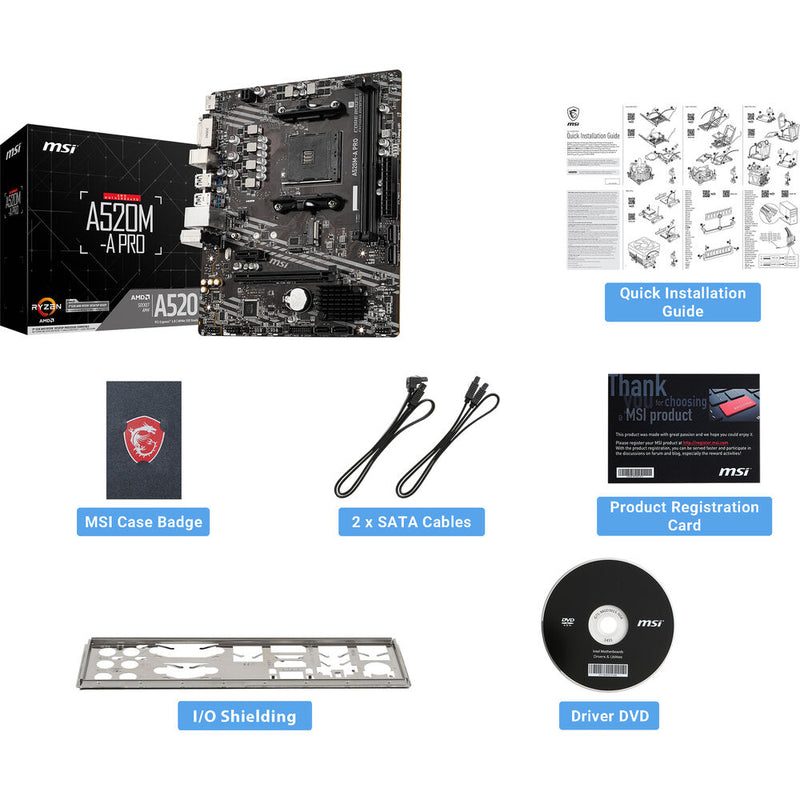 MSI A520M-A PRO AM4 Micro-ATX Motherboard