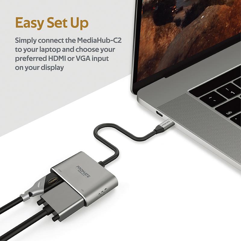 Promate USB-C to HDMI & VGA Adapter