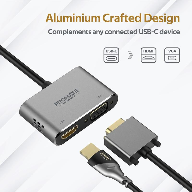 Promate USB-C to HDMI & VGA Adapter