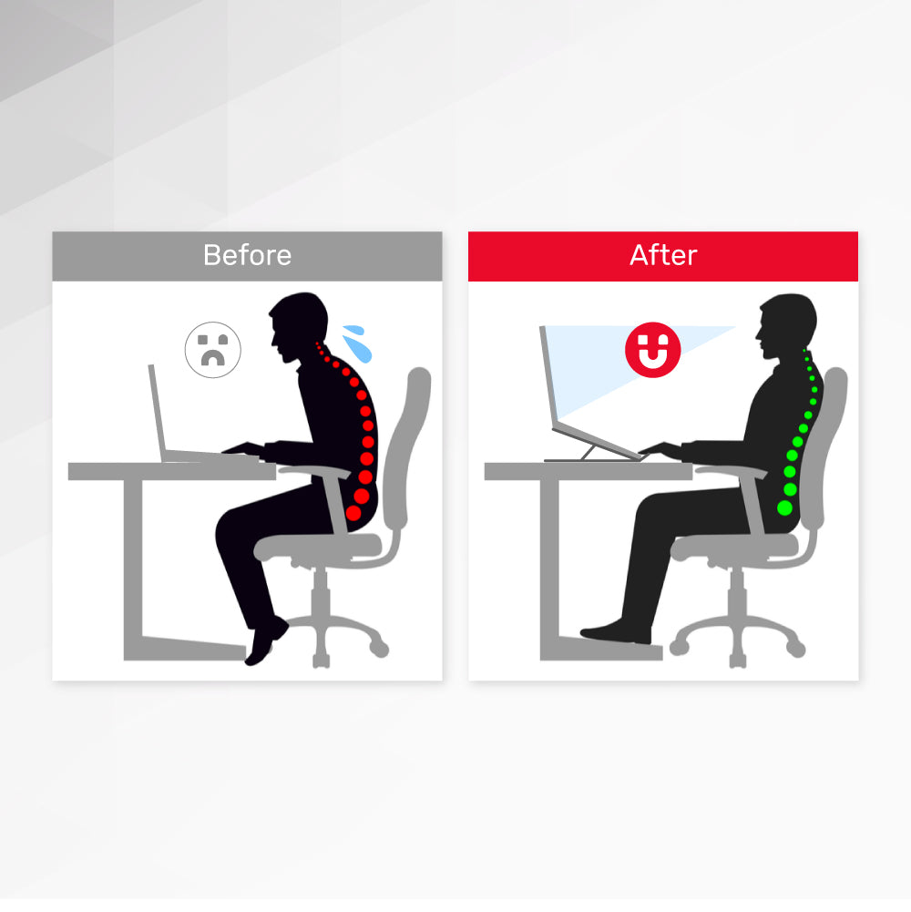 Unitek OT155SL Mechanical Foldable Laptop Stand – 6-Level Aluminum Riser, Space Grey, Portable with Carry Bag