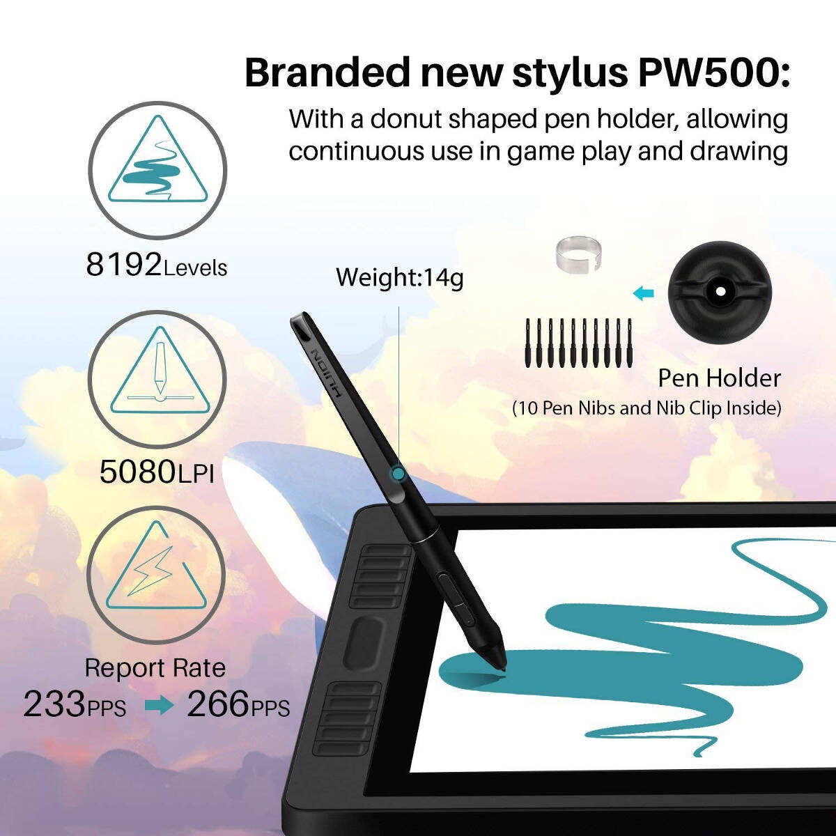 Huion Kamvas Pro 22 Drawing Display Tablet with Stand - 21.5"