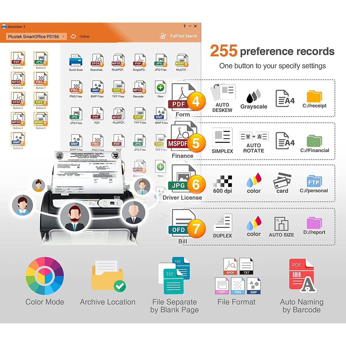 ماسح ضوئي للمستندات من Plustek SmartOffice PS186