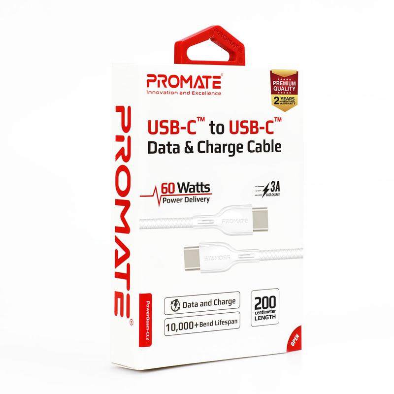Promate 60W Power Delivery Enabled USB-C to USB-C - 2m