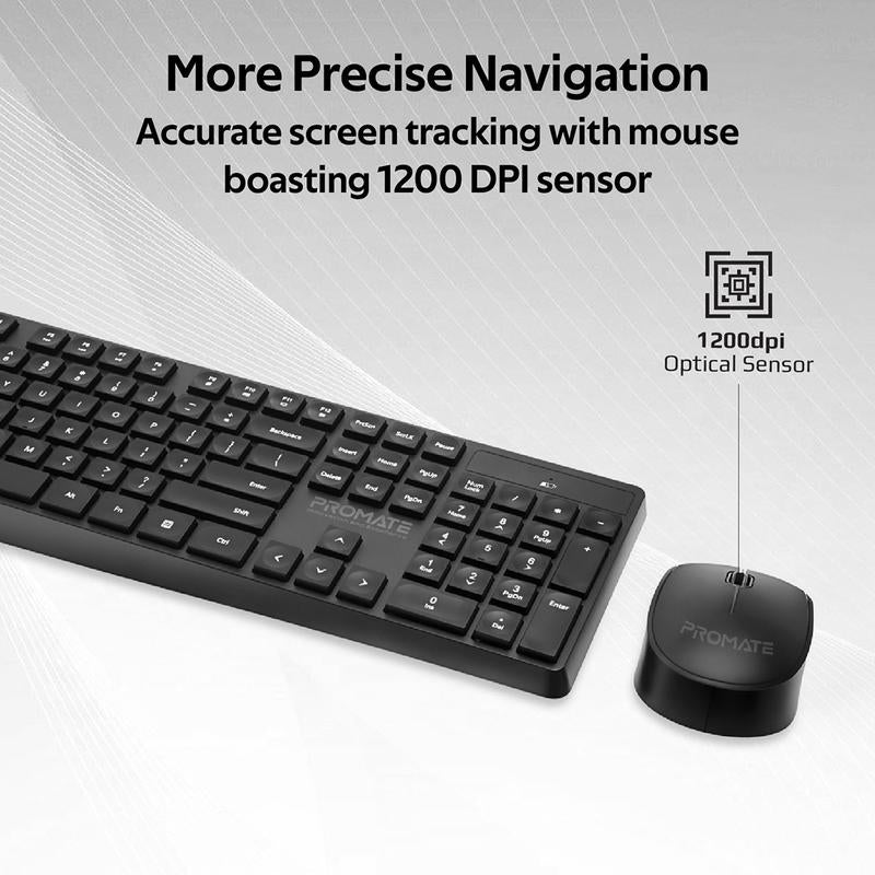 Promate ProCombo-5 Wireless Keyboard & Mouse Combo - Arabic