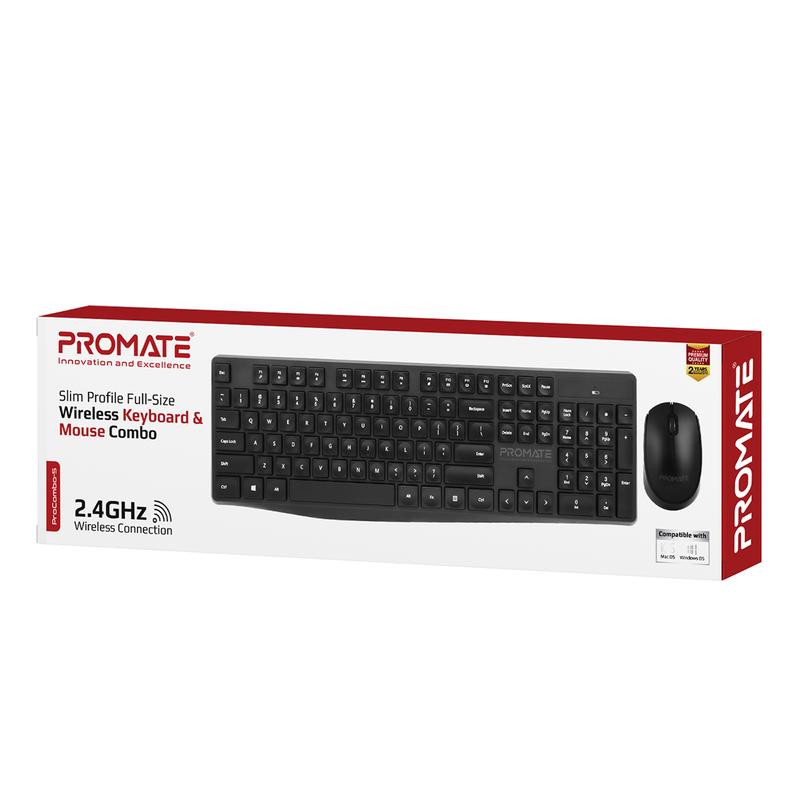 Promate ProCombo-5 Wireless Keyboard & Mouse Combo - Arabic